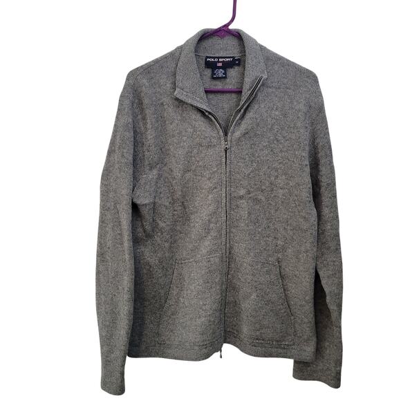 Polo Sport Size M Wool Cashmere Gray Zip Up Sweater Classic Cozy Quiet Luxury - Picture 1 of 7